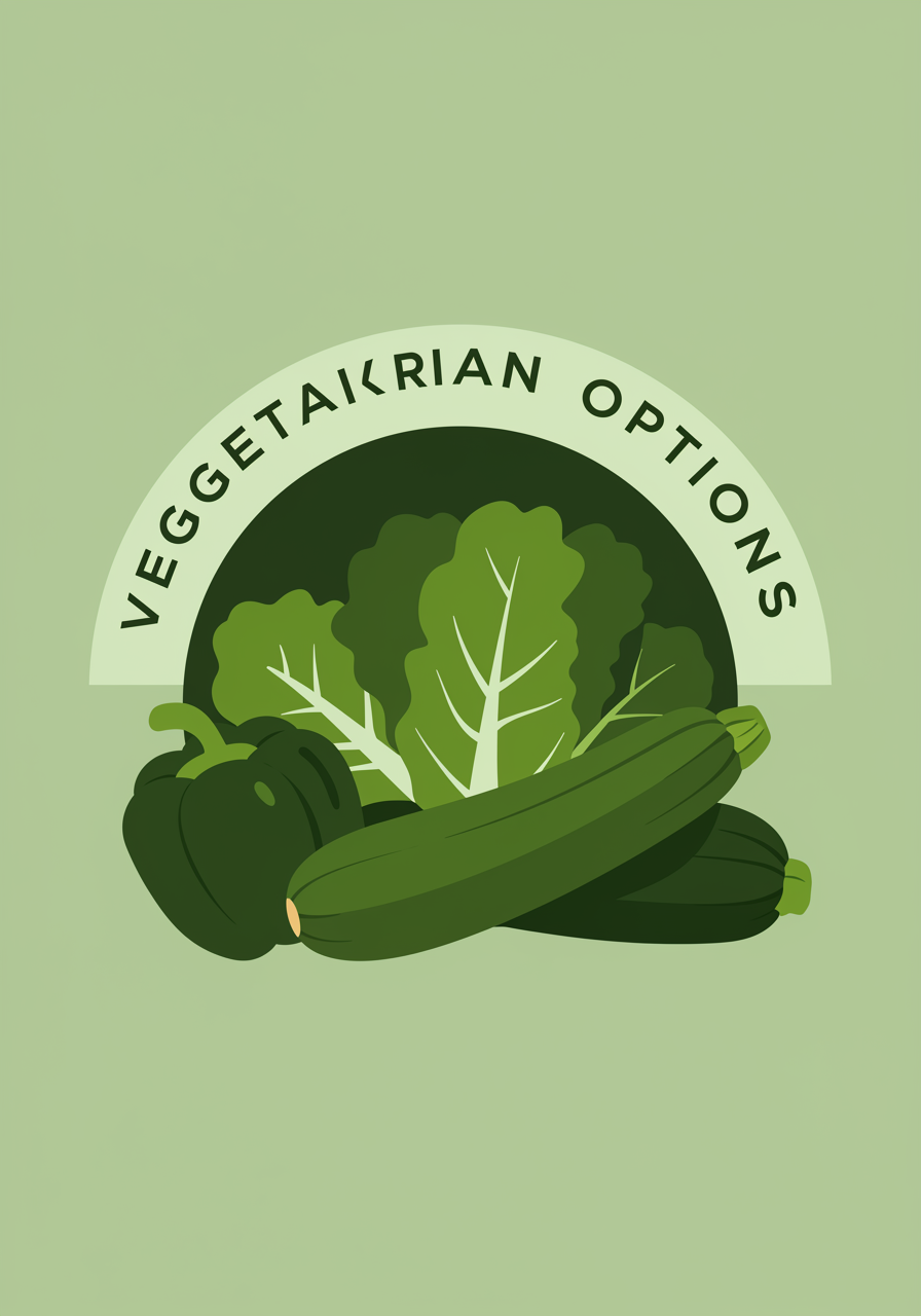 imagen18 "Icono moderno y limpio de 'Opciones Vegetarianas' con vegetales vibrantes en diseño plano, ideal para destacar menús saludables."